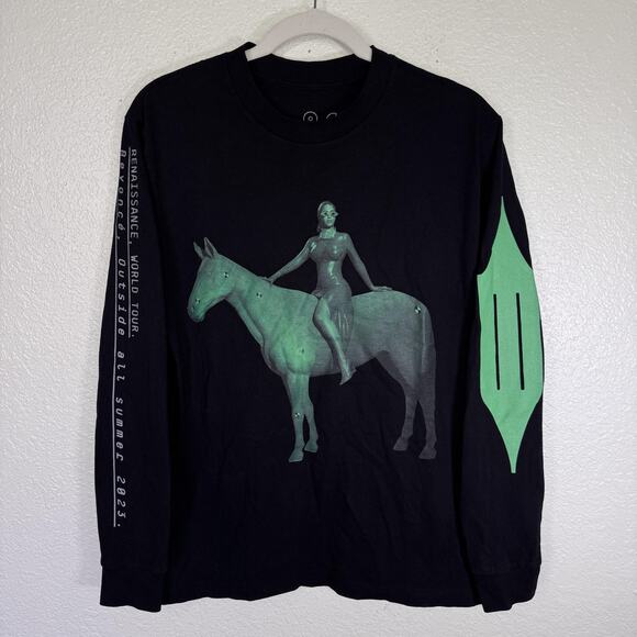 Beyoncé Renaissance World Tour Shirt Medium Concert Tee Green Horse Long Sleeve - Picture 1 of 12